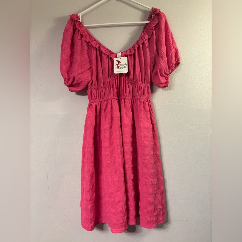 Pink Smocked Off-the-Shoulder Sundress